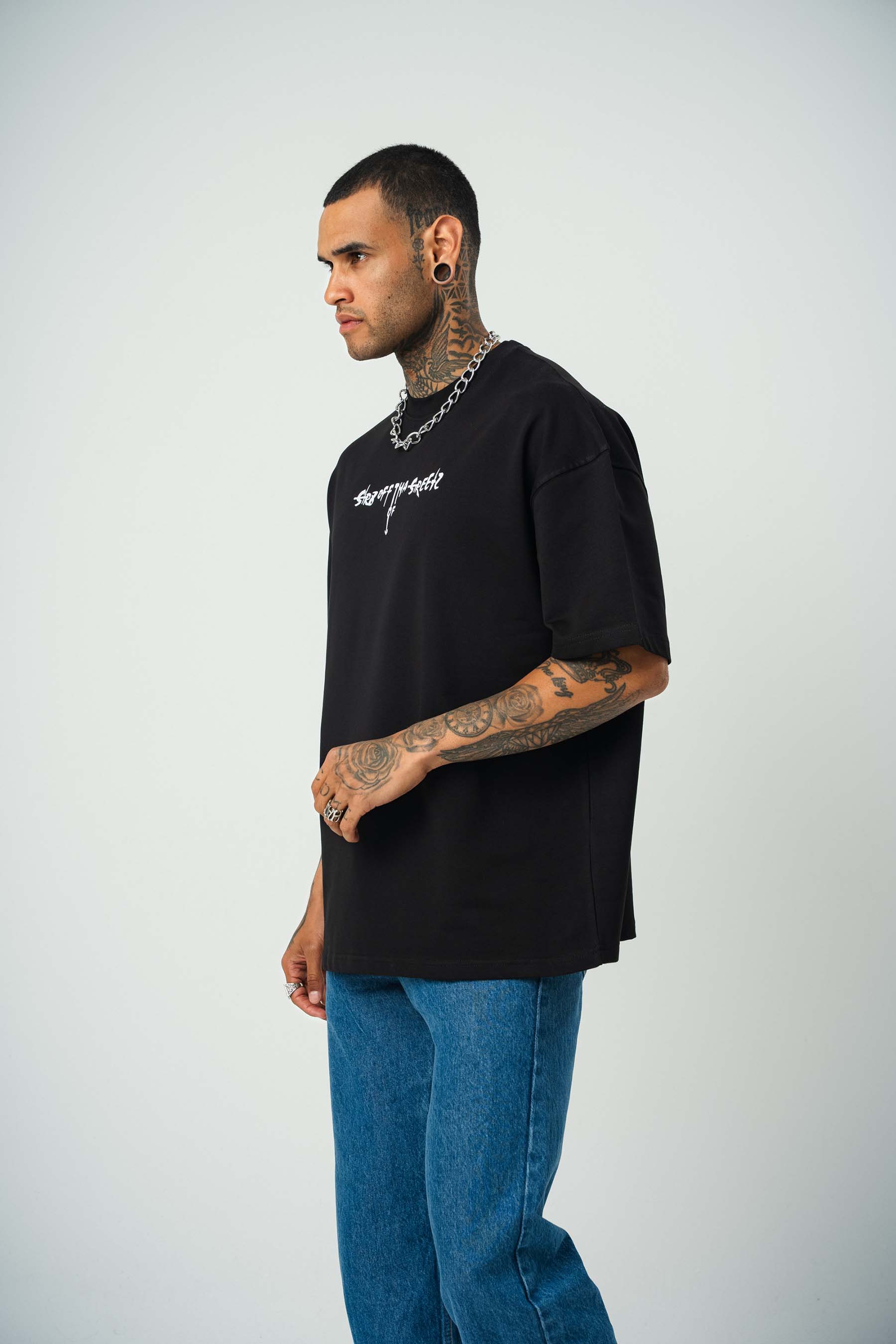 Eazy-E Baskılı Siyah Oversize T-Shirt