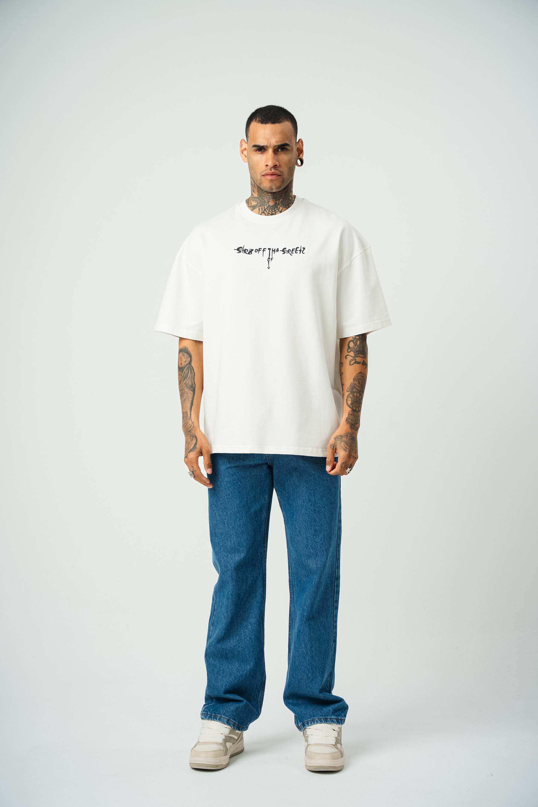 Eazy-E Baskılı Beyaz Oversize T-Shirt