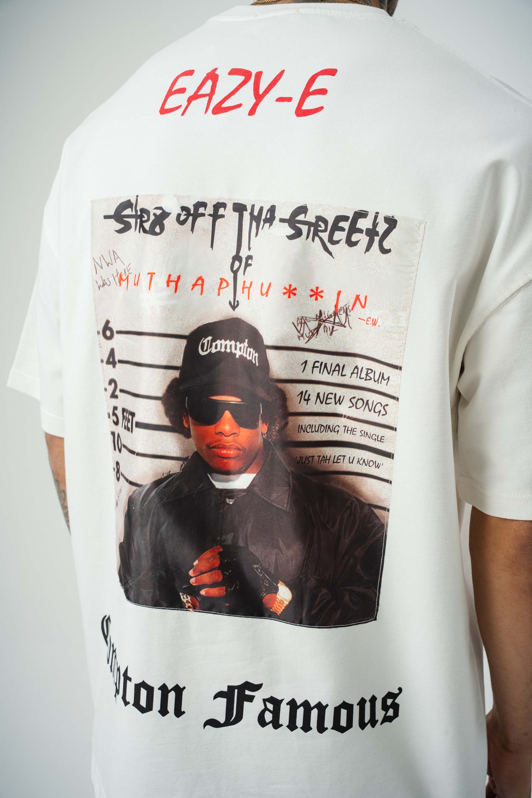 Eazy-E Baskılı Beyaz Oversize T-Shirt