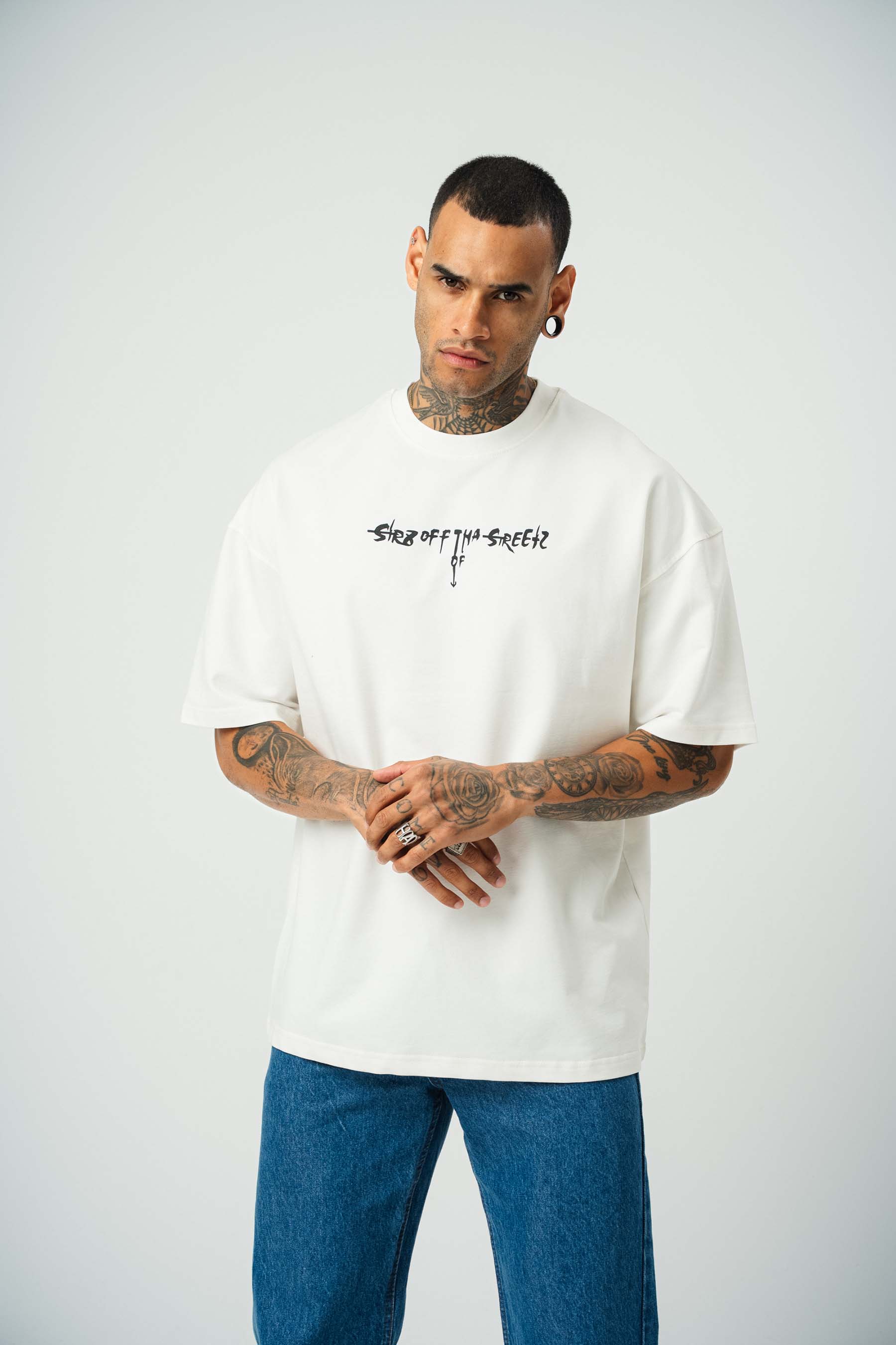 Eazy-E Baskılı Beyaz Oversize T-Shirt