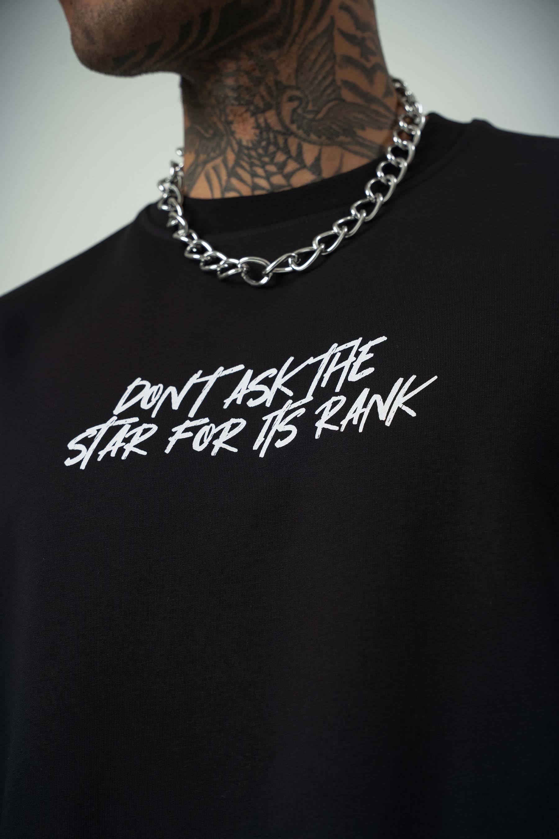 Ethnic Design Baskılı Siyah Oversize T-Shirt
