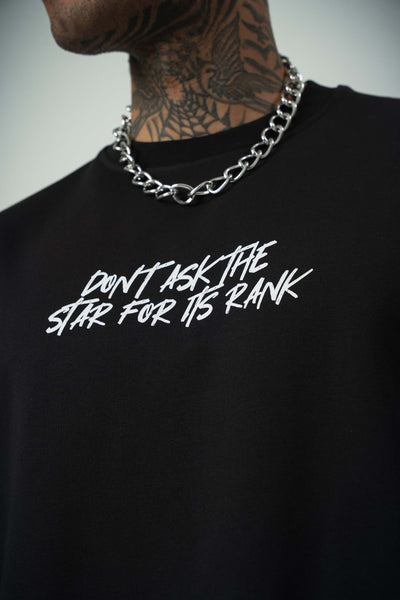 Ethnic Design Baskılı Siyah Oversize T-Shirt