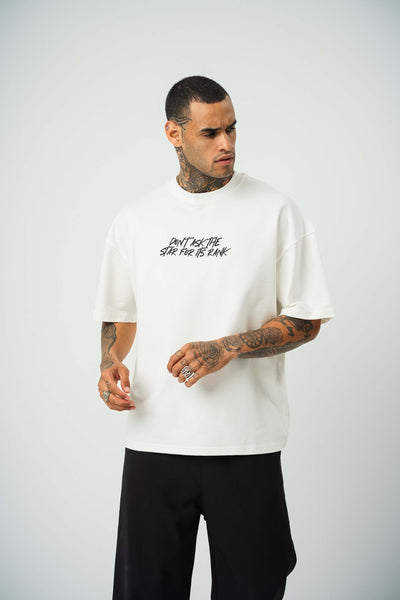 Ethnic Design Baskılı Beyaz Oversize T-Shirt