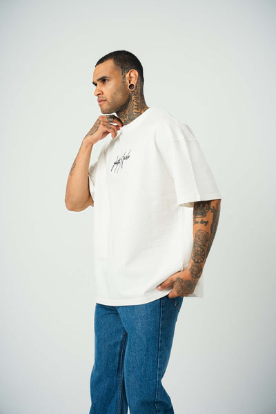 Favela Baskılı Beyaz Oversize T-Shirt