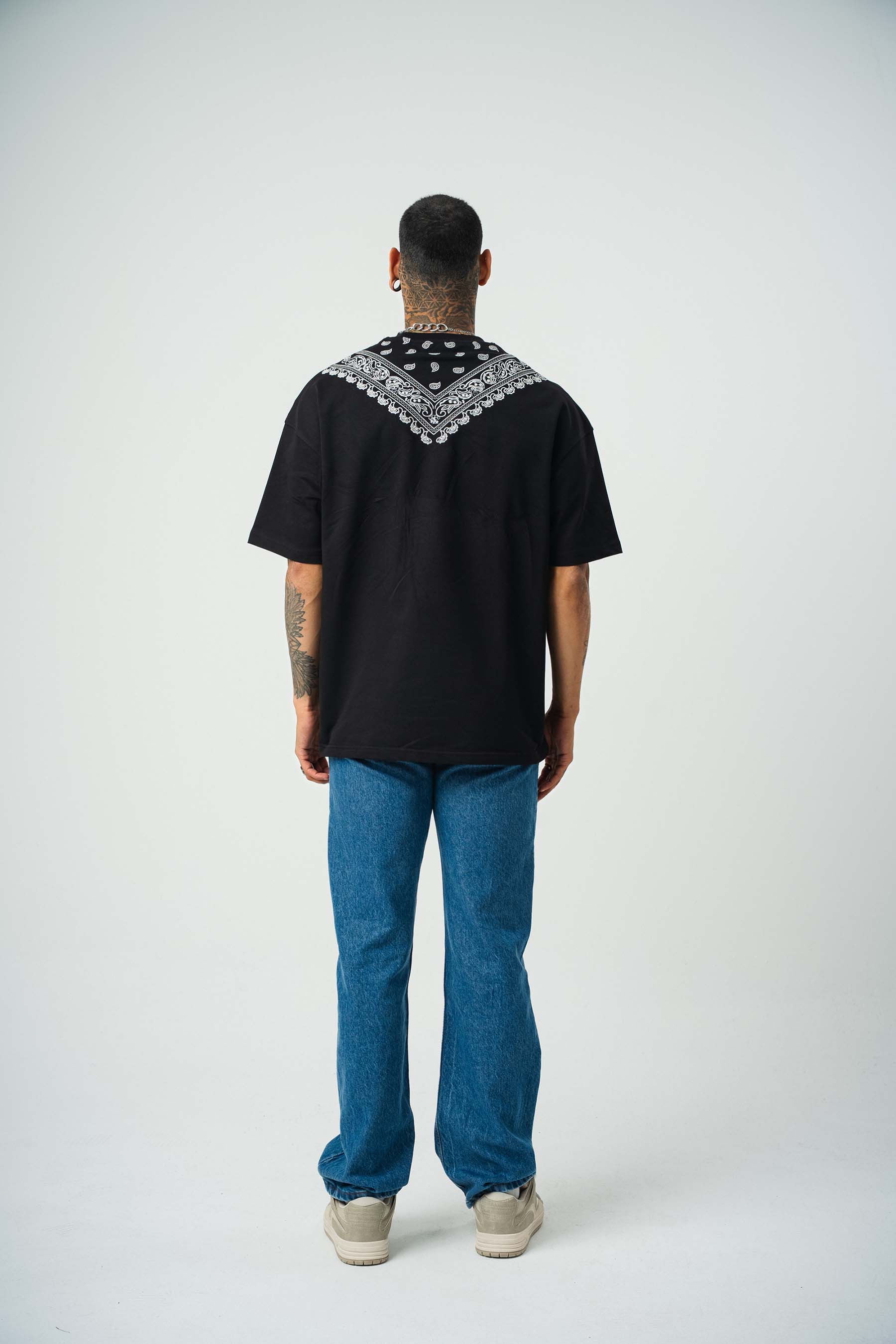 Gang Baskılı Siyah Oversize T-Shirt