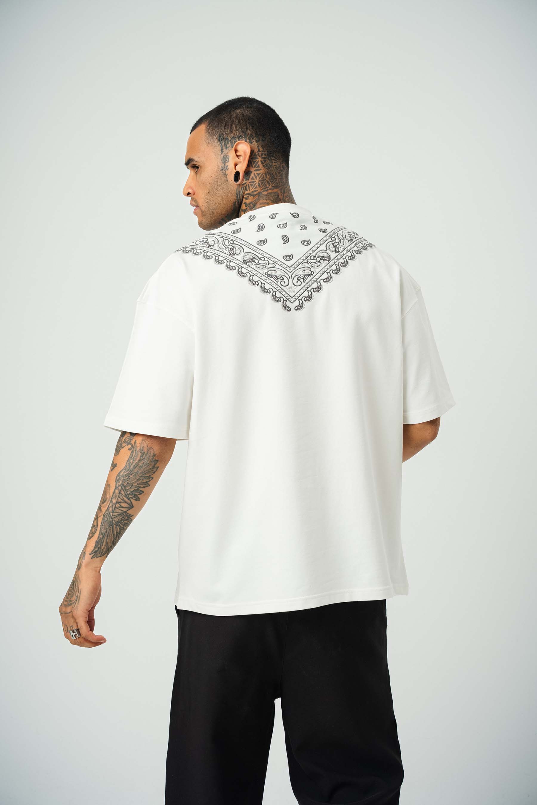 Gang Baskılı Beyaz Oversize T-Shirt