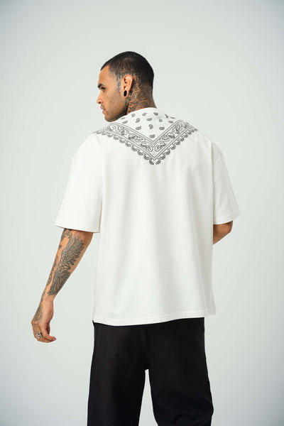 Gang Baskılı Beyaz Oversize T-Shirt