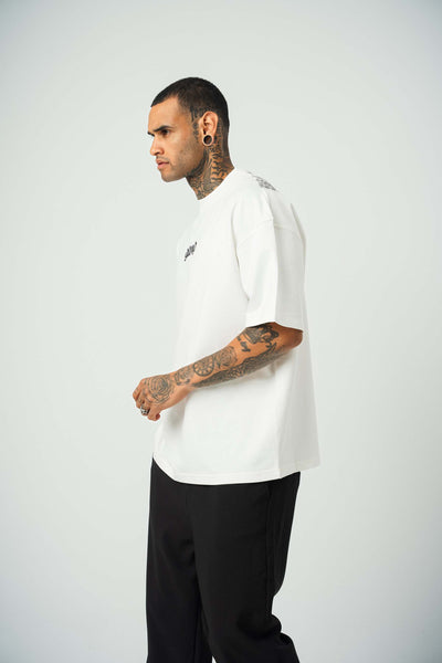 Gang Baskılı Beyaz Oversize T-Shirt