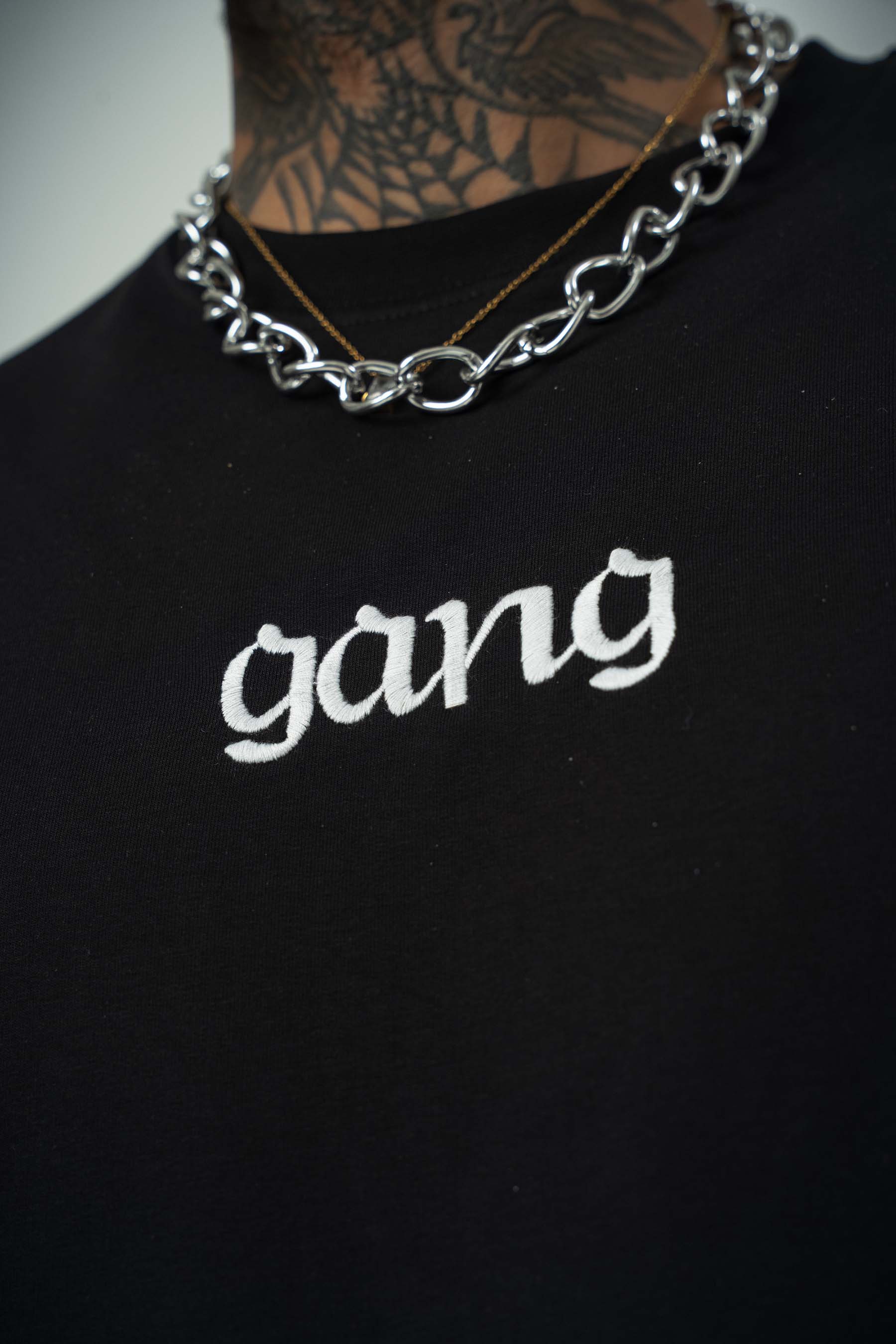 Gang Baskılı Siyah Oversize T-Shirt