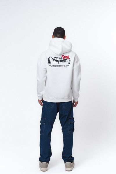 Berserk Anime Beyaz Oversize Hoodie