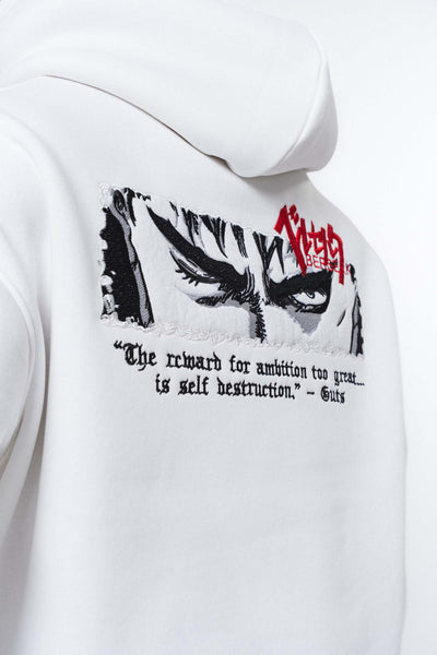 Berserk Anime Beyaz Oversize Hoodie