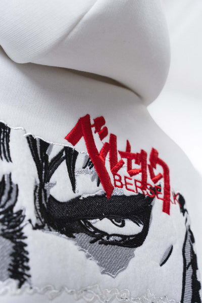 Berserk Anime Beyaz Oversize Hoodie