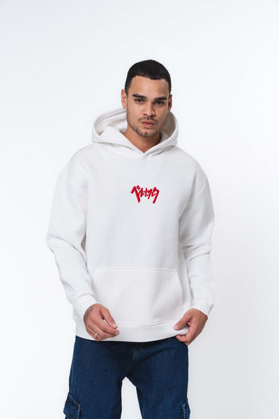 Berserk Anime Beyaz Oversize Hoodie