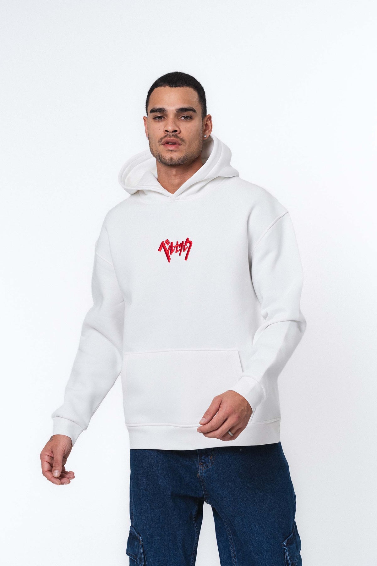 Berserk Anime Beyaz Oversize Hoodie
