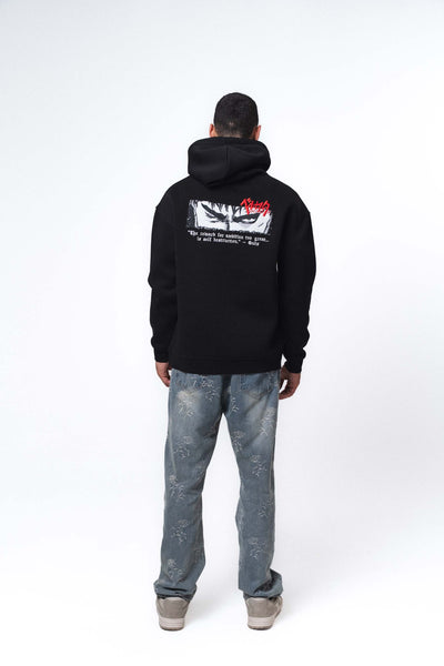 Berserk Anime Siyah Oversize Hoodie