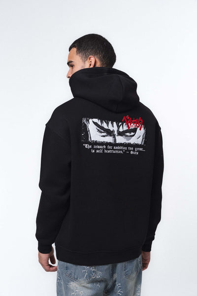 Berserk Anime Siyah Oversize Hoodie