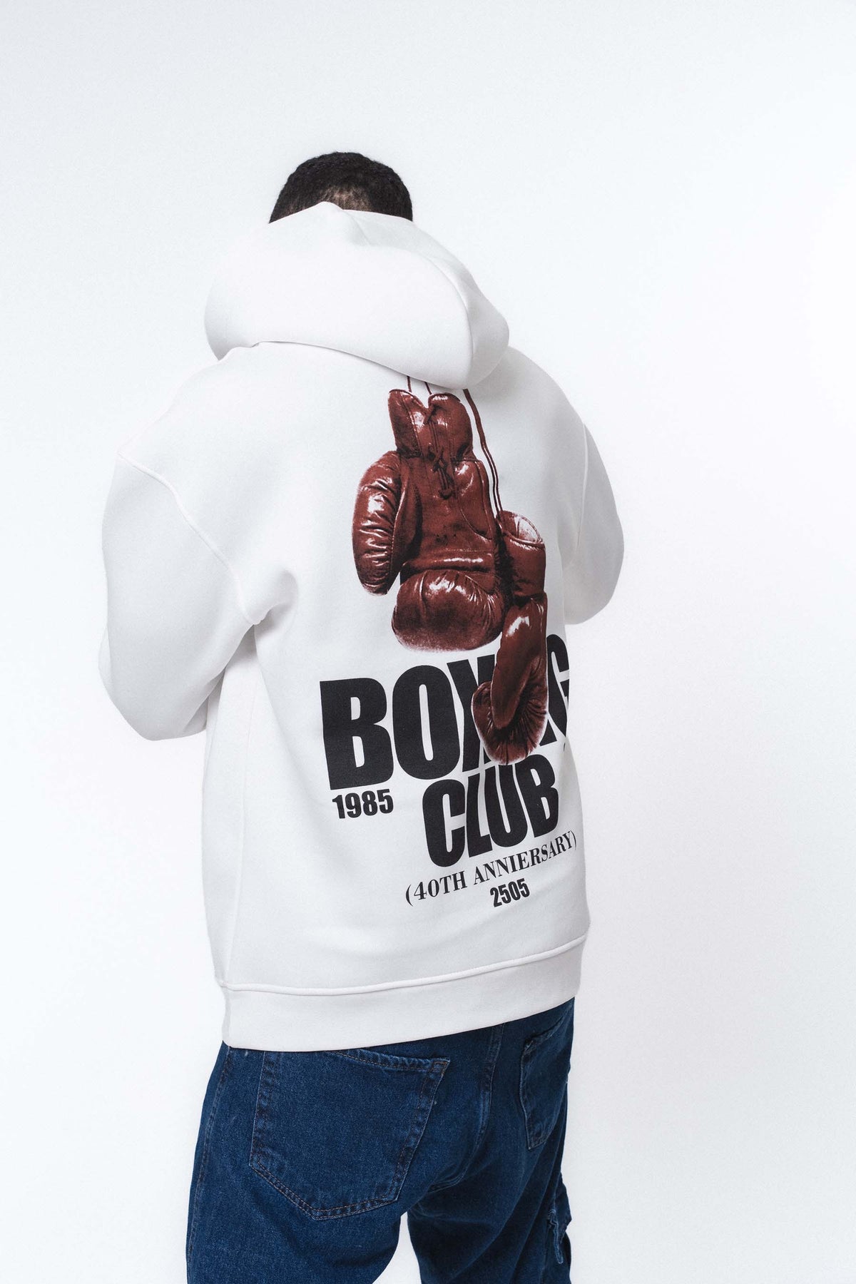Boxing Club Beyaz Oversize Hoodie