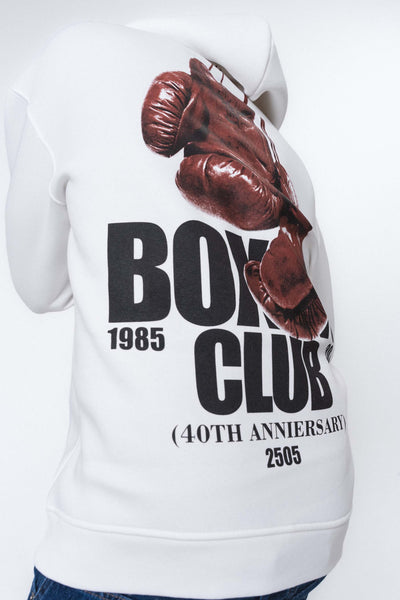 Boxing Club Beyaz Oversize Hoodie