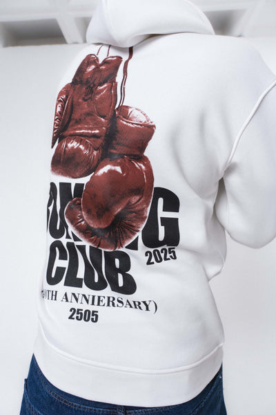 Boxing Club Beyaz Oversize Hoodie