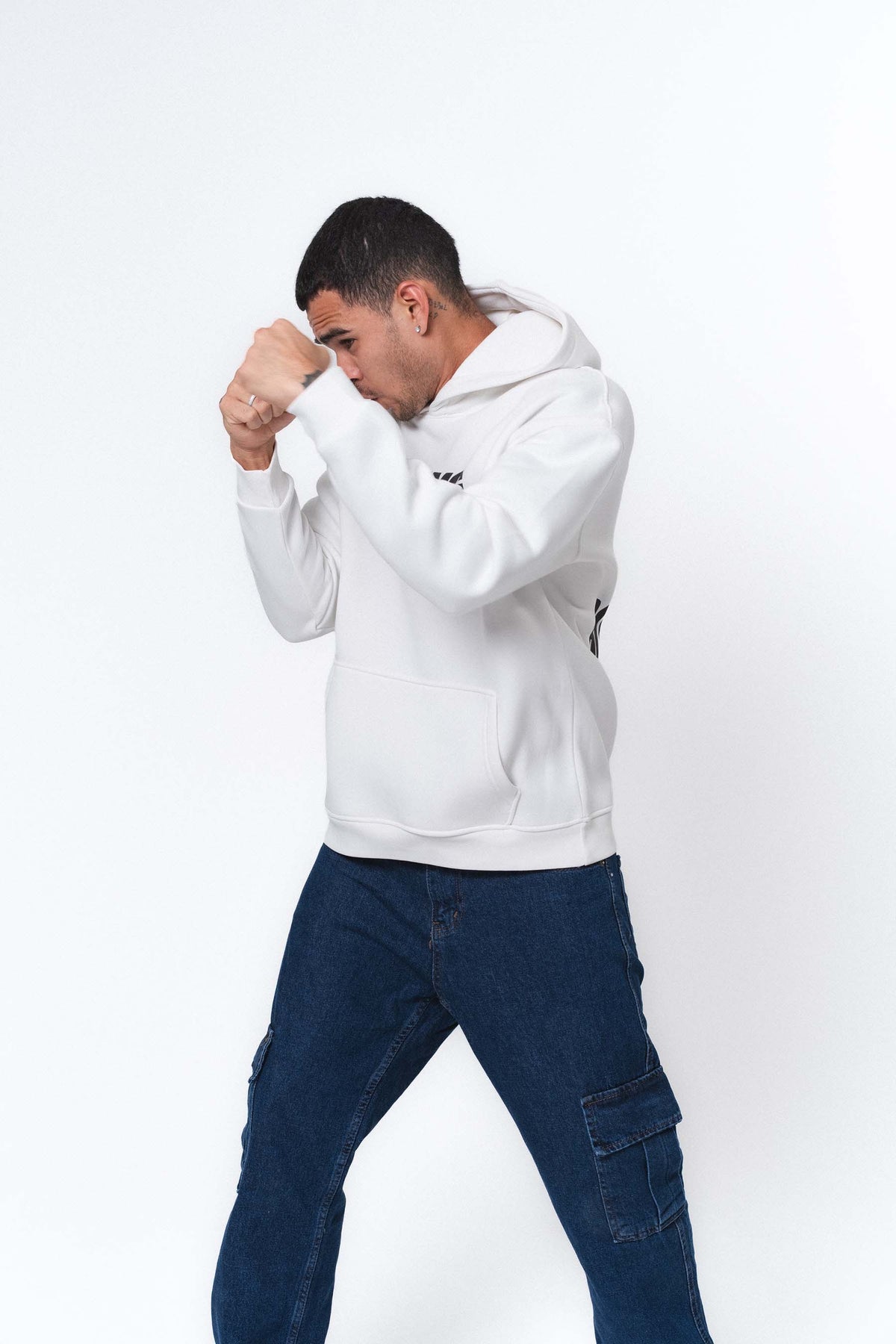 Boxing Club Beyaz Oversize Hoodie