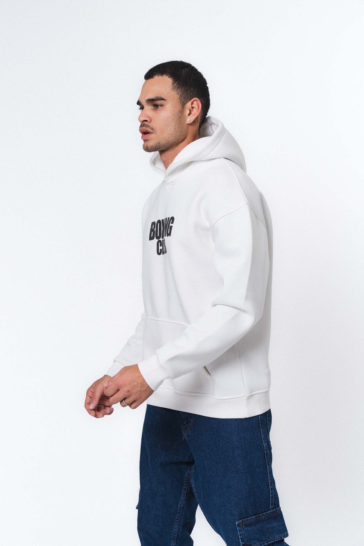 Boxing Club Beyaz Oversize Hoodie