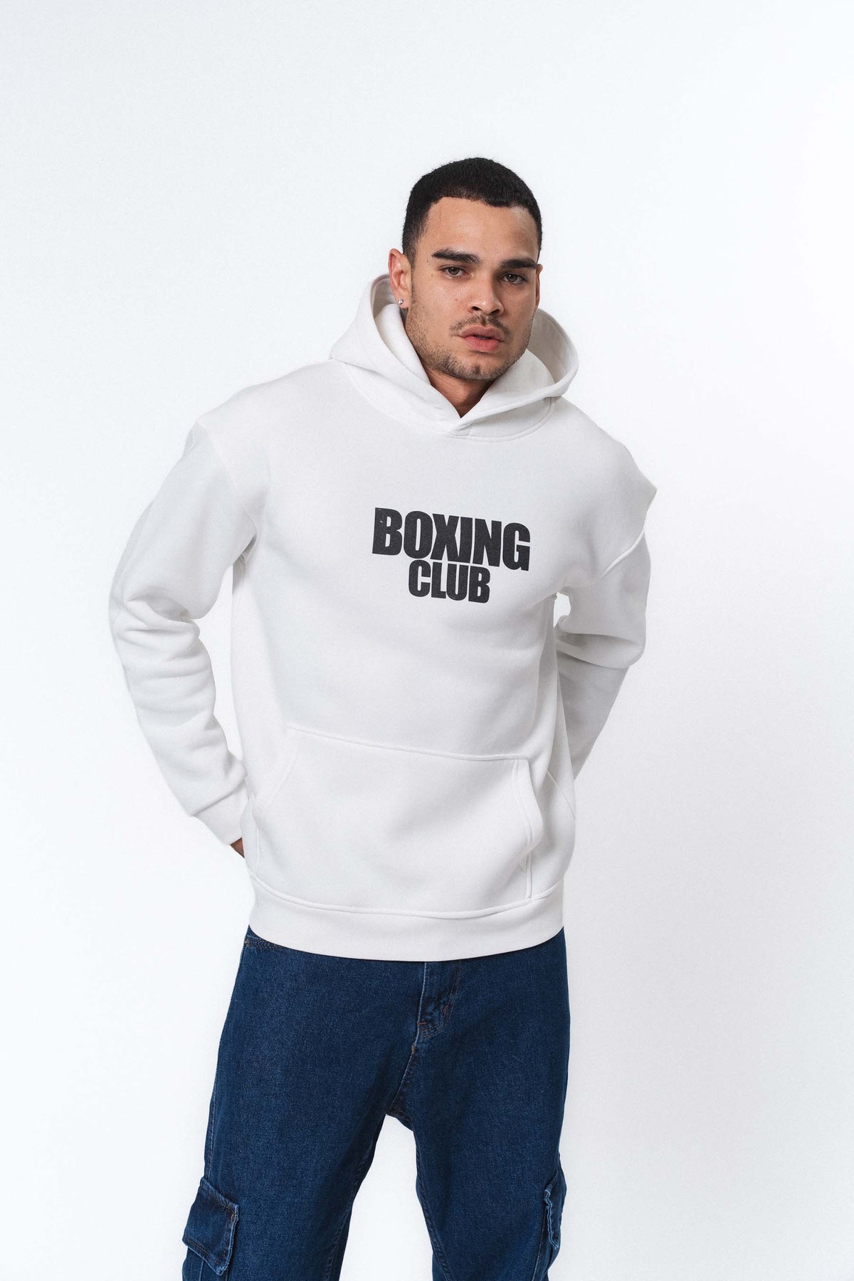 Boxing Club Beyaz Oversize Hoodie