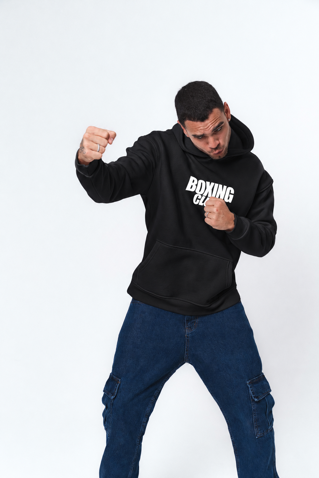 Boxing Club Siyah Oversize Hoodie