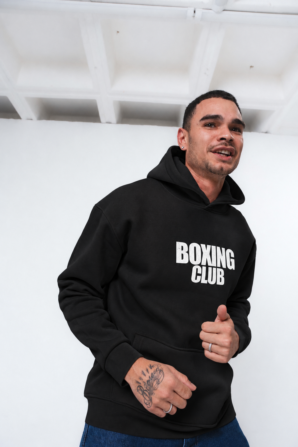 Boxing Club Siyah Oversize Hoodie