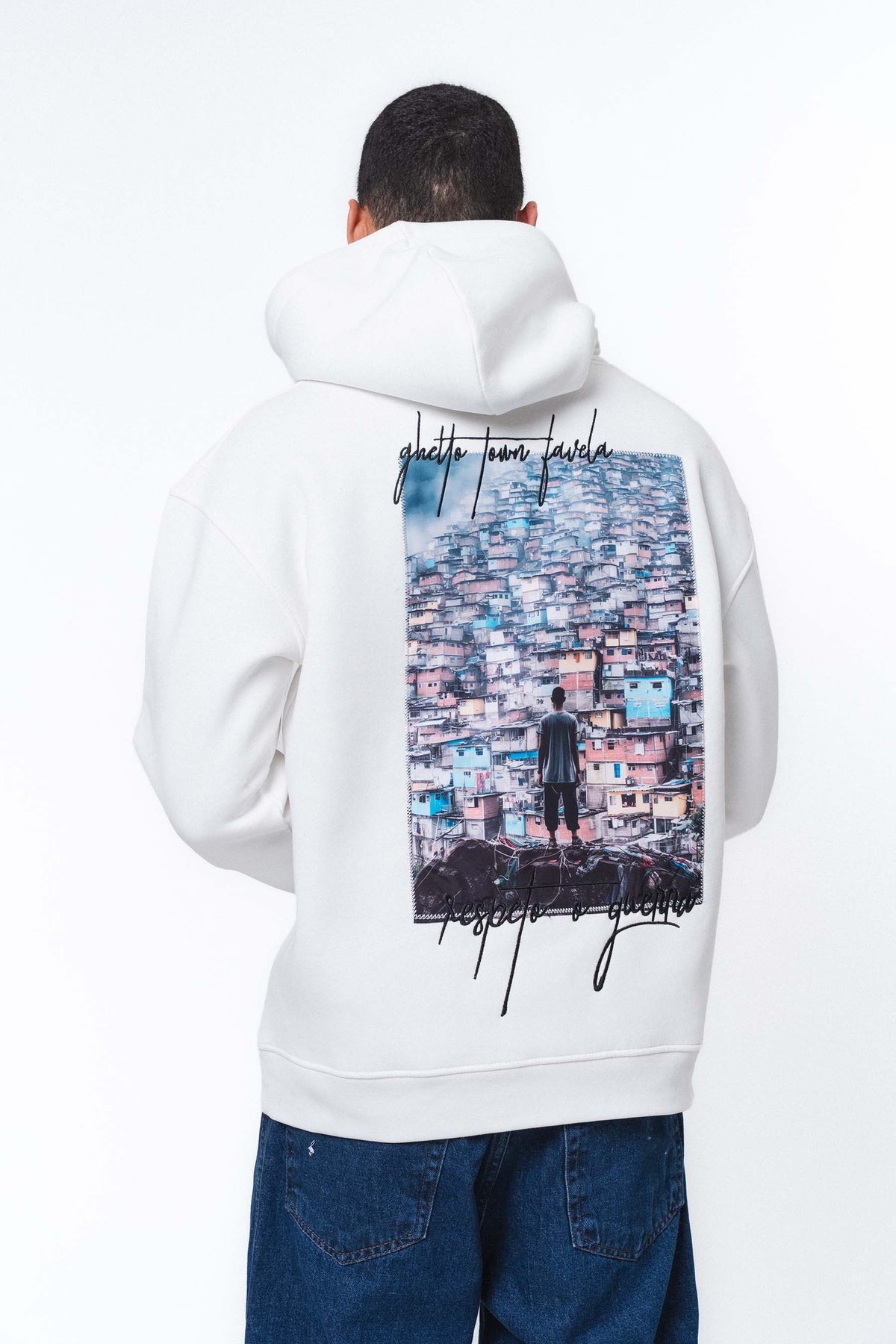 Favela Beyaz Oversize Hoodie