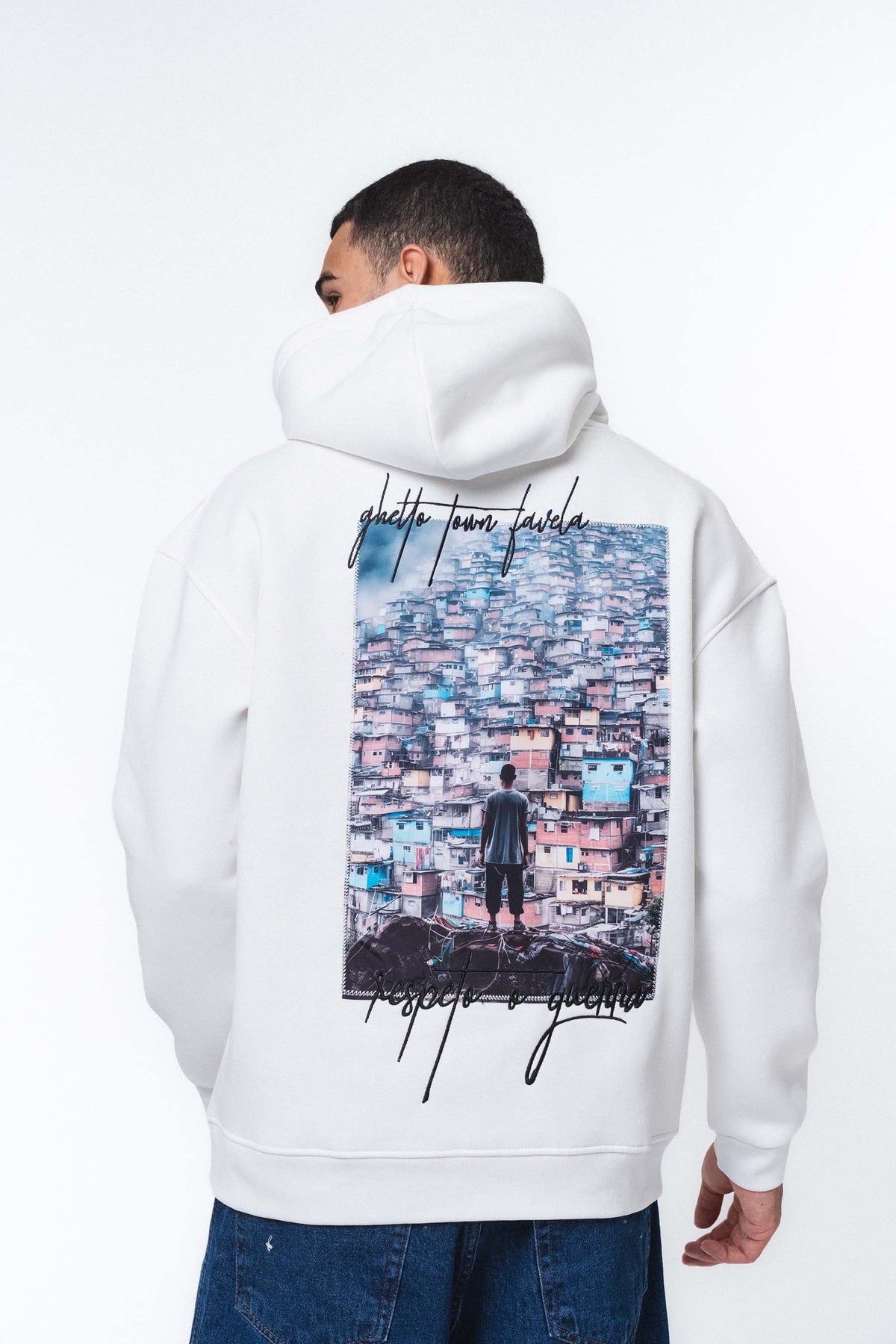 Favela Beyaz Oversize Hoodie