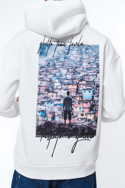Favela Beyaz Oversize Hoodie