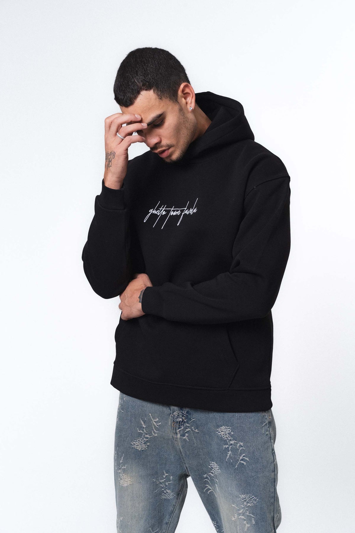 Favela Siyah Oversize Hoodie