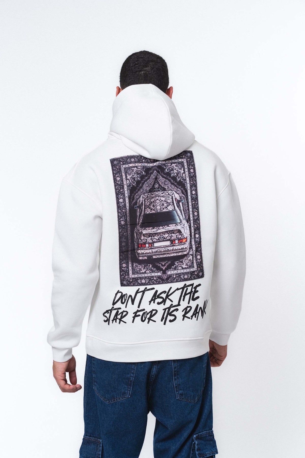 Etnik Tasarım Mercedes Beyaz Oversize Hoodie