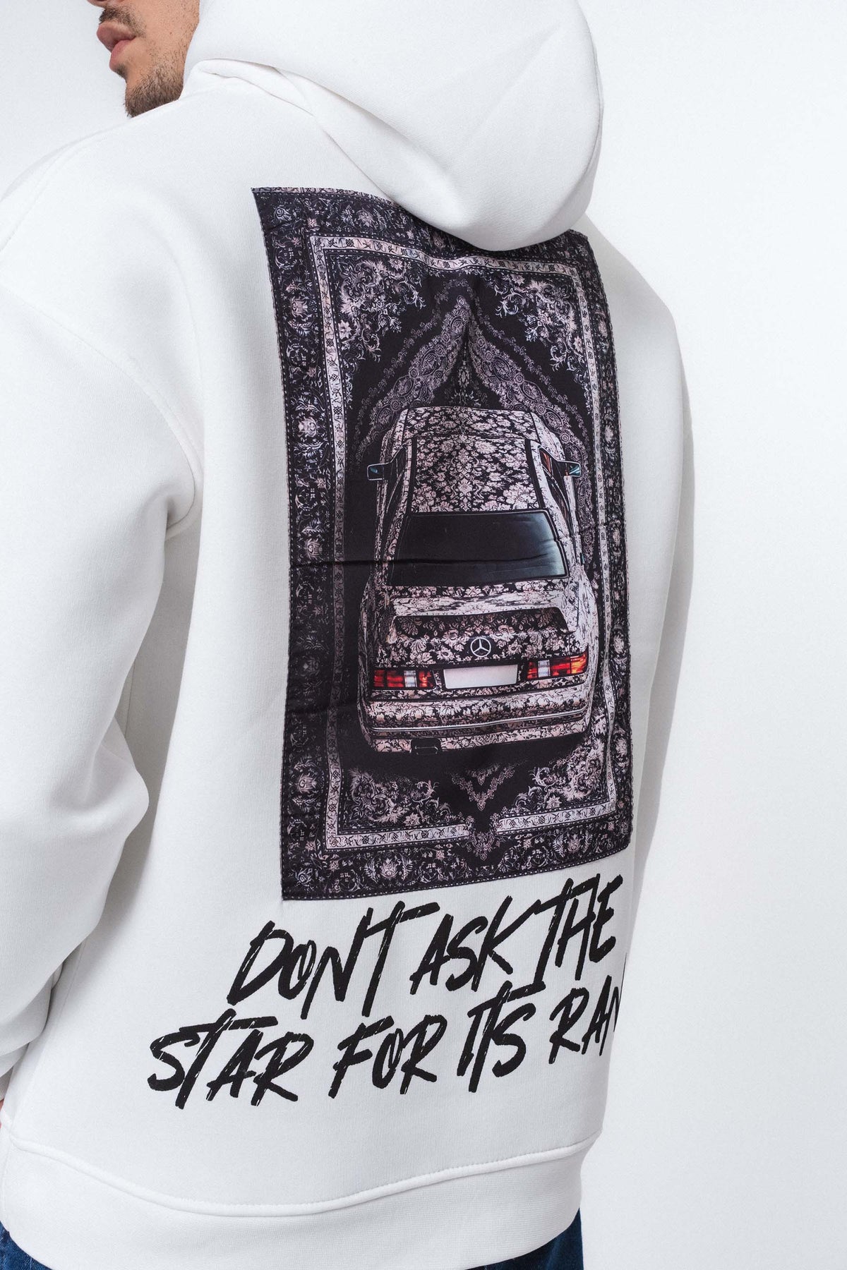 Etnik Tasarım Mercedes Beyaz Oversize Hoodie