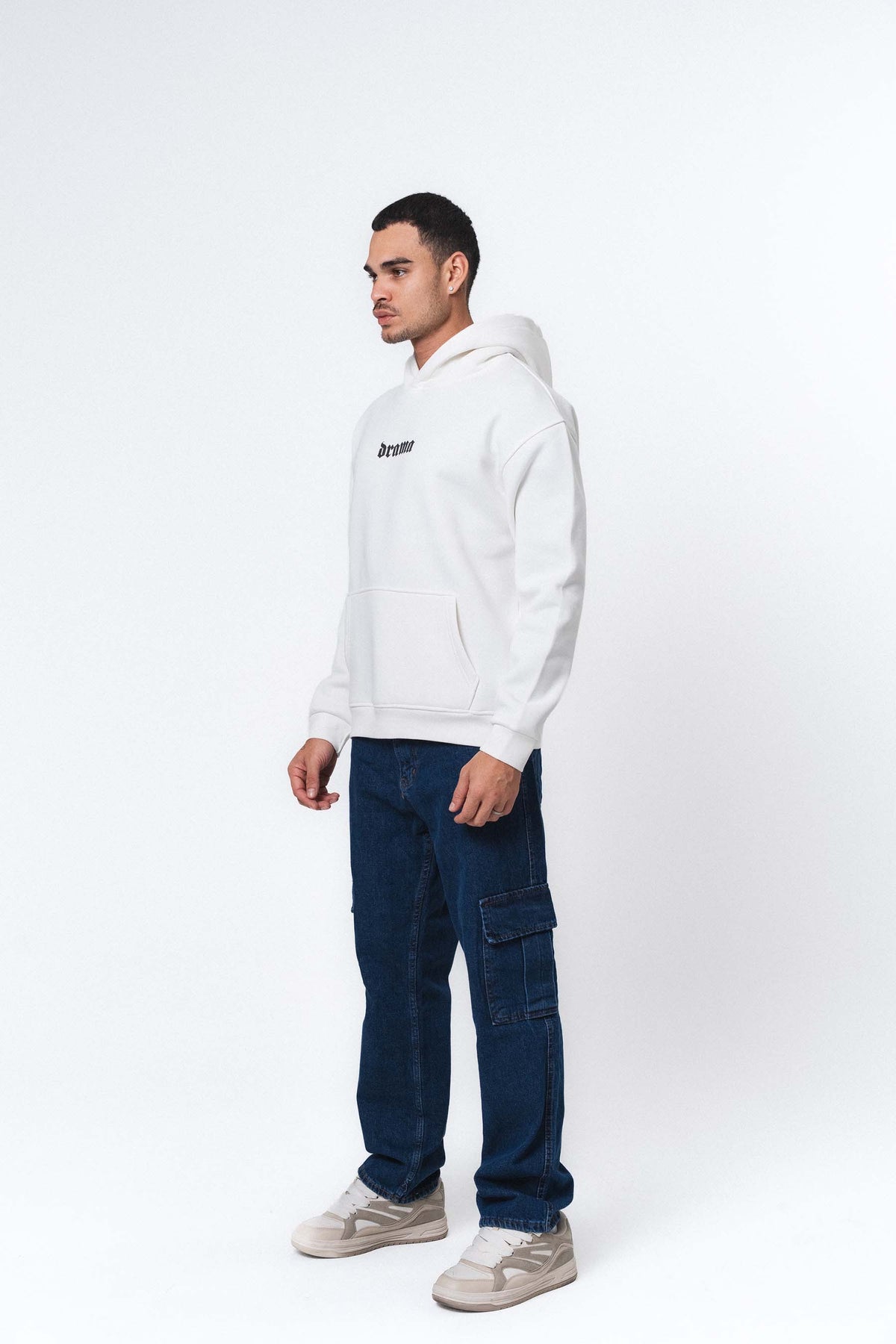 Etnik Tasarım Drama Beyaz Oversize Hoodie