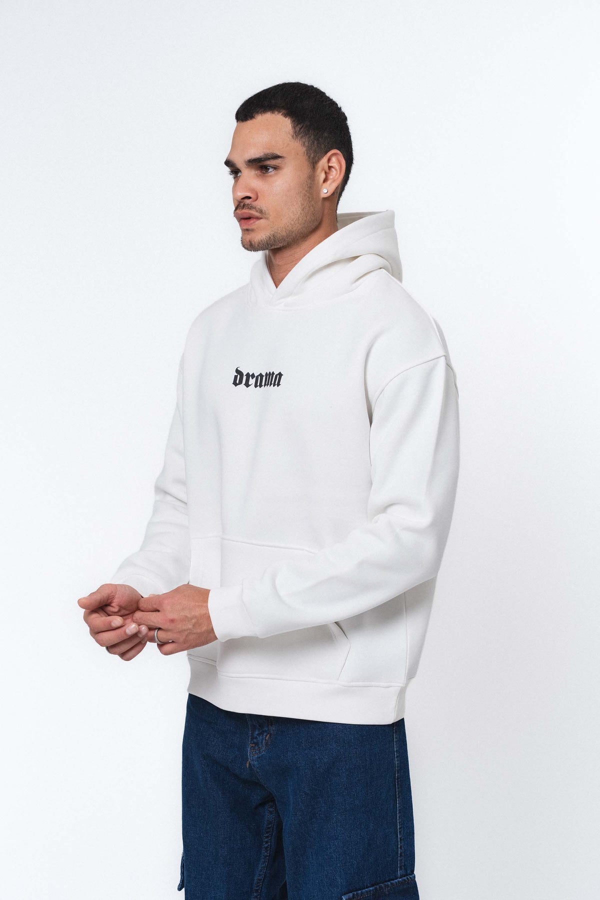 Etnik Tasarım Drama Beyaz Oversize Hoodie