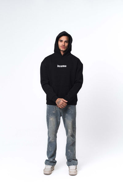 Etnik Tasarım Drama Siyah Oversize Hoodie