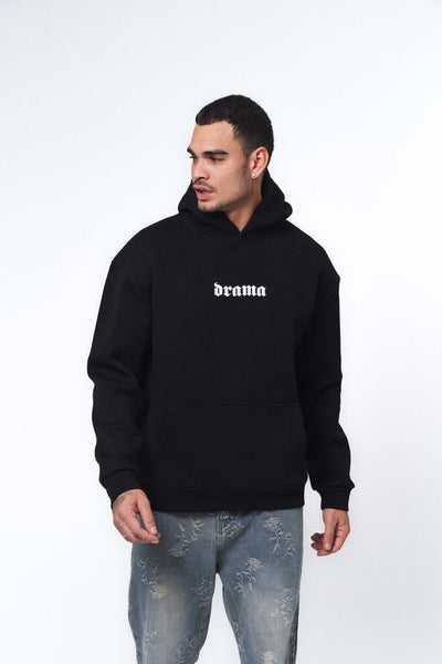 Etnik Tasarım Drama Siyah Oversize Hoodie