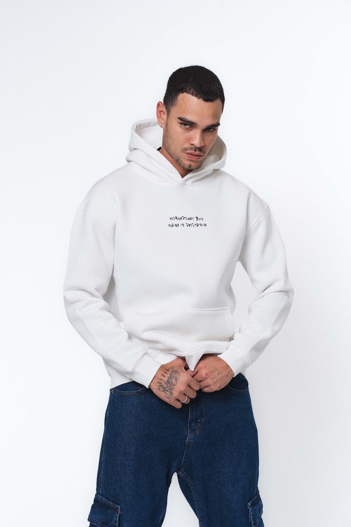 Etnik Tasarım BMW Beyaz Oversize Hoodie