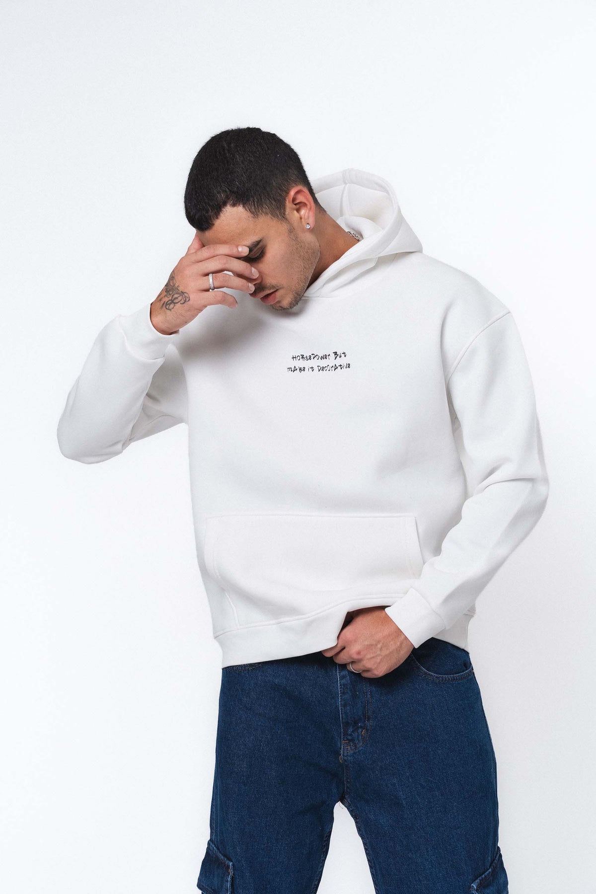 Etnik Tasarım BMW Beyaz Oversize Hoodie