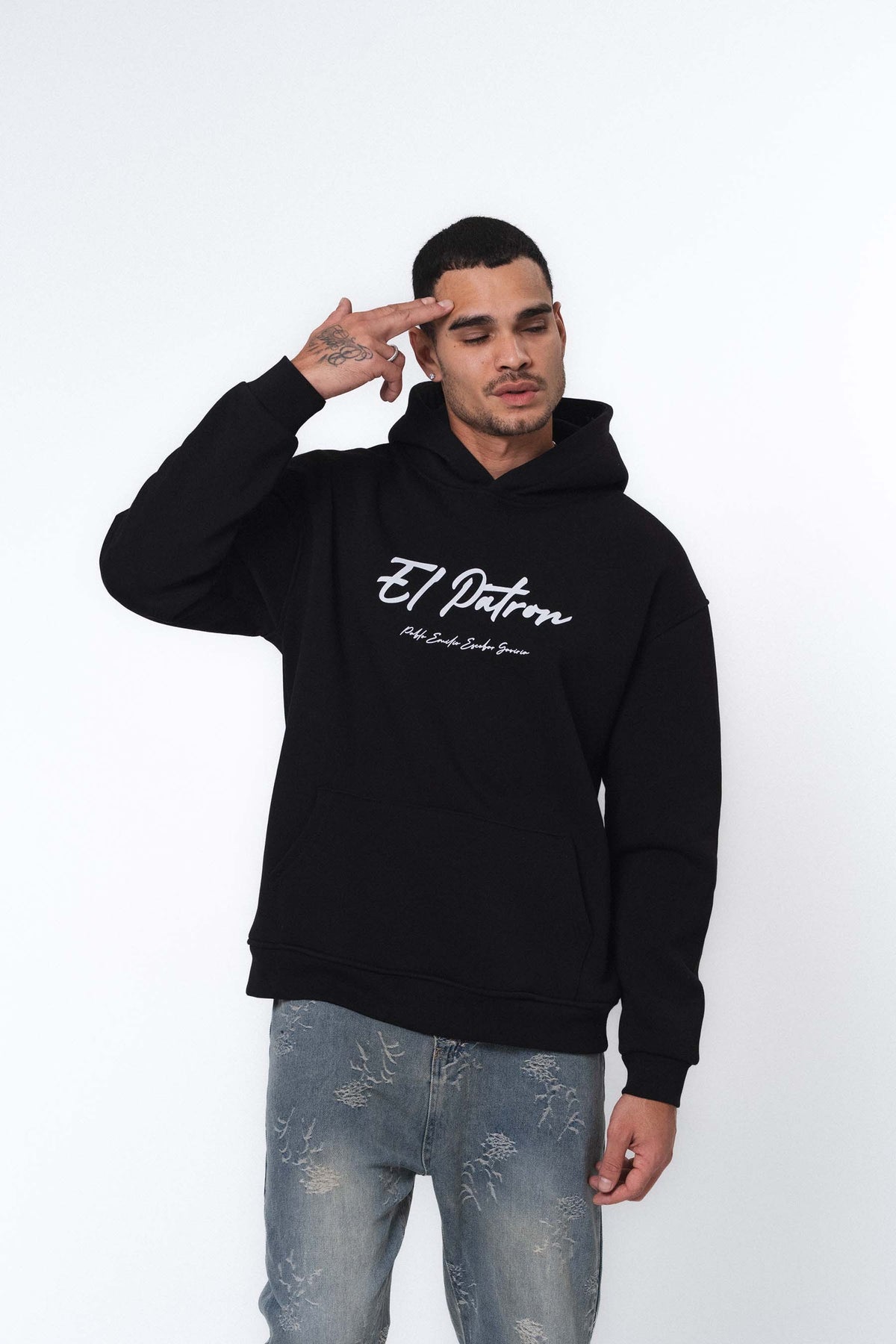 El Patron Siyah Oversize Hoodie