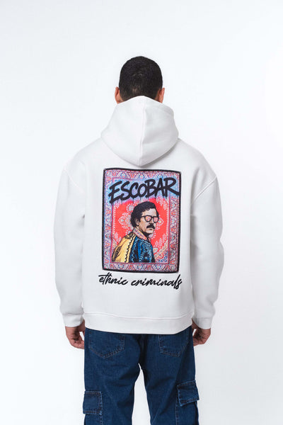 Etnik Tasarım Pablo Escobar Beyaz Oversize Hoodie