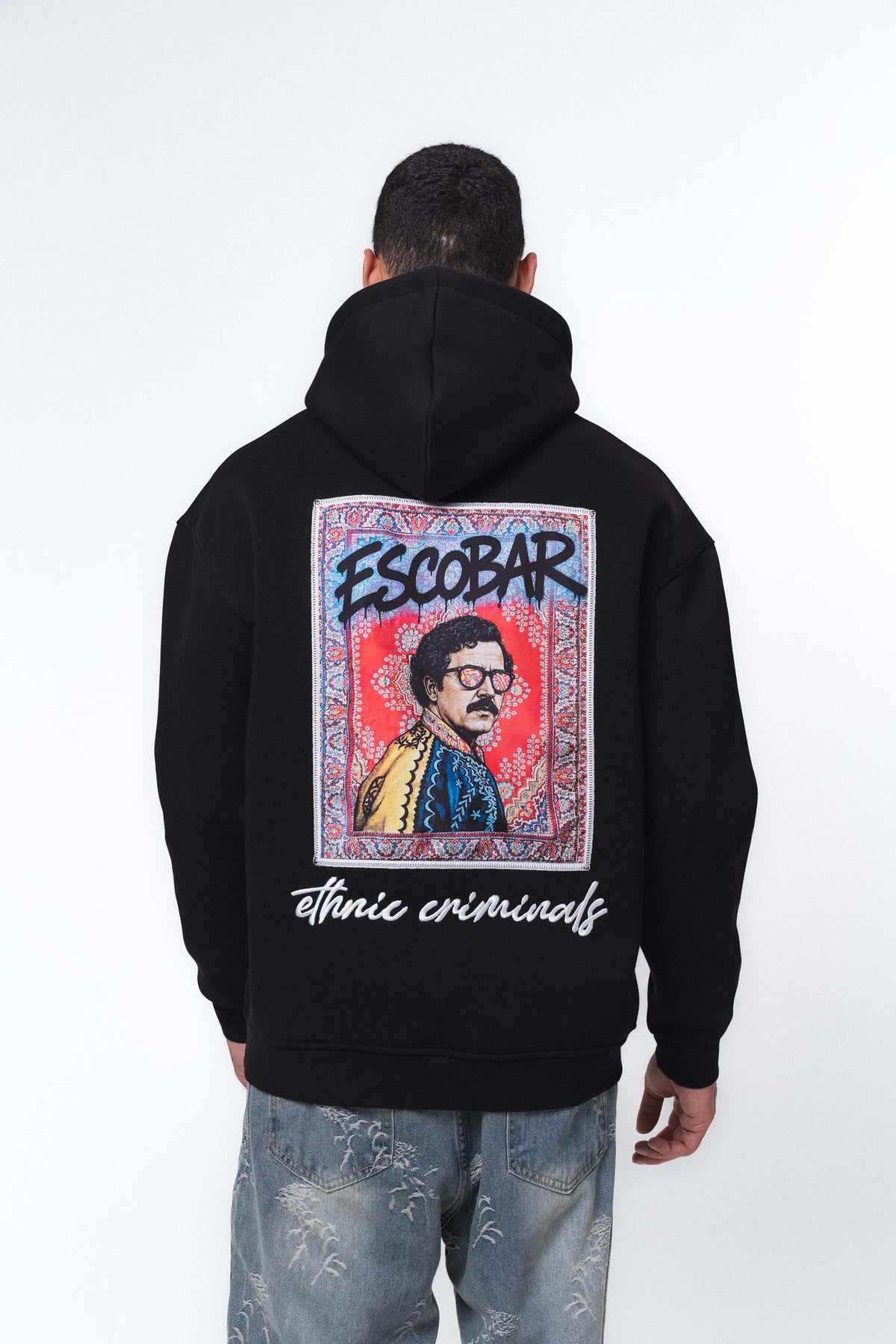 Etnik Tasarım Pablo Escobar Siyah Oversize Hoodie