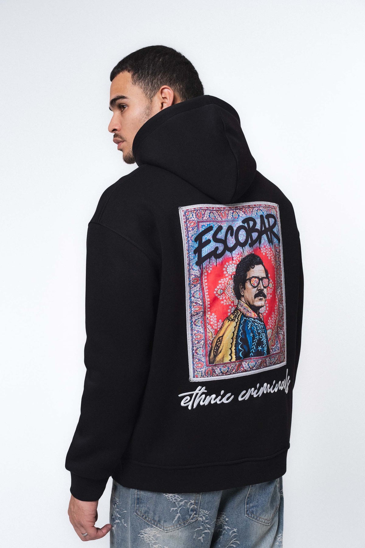 Etnik Tasarım Pablo Escobar Siyah Oversize Hoodie