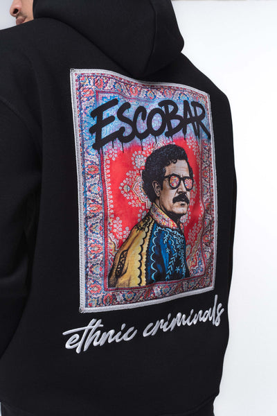 Etnik Tasarım Pablo Escobar Siyah Oversize Hoodie