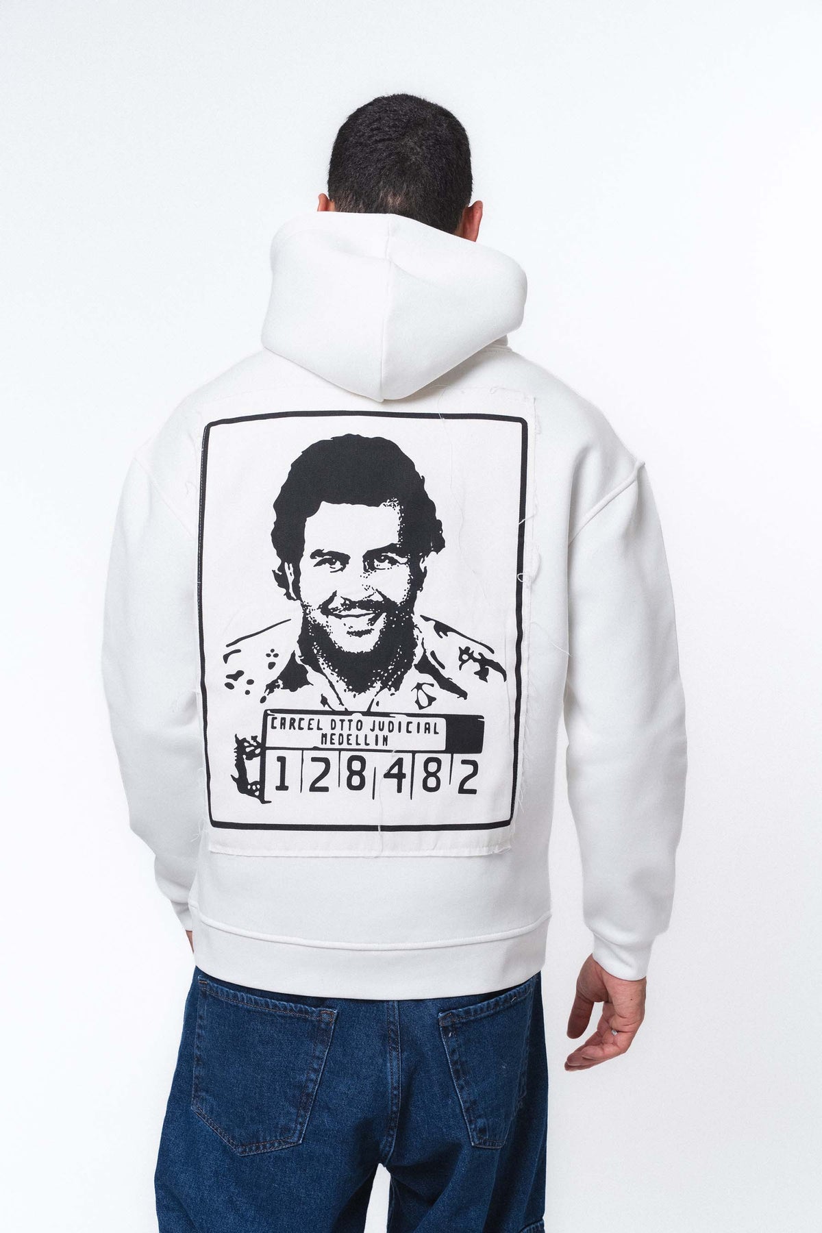 Pablo Escobar - Medellin Beyaz Oversize Hoodie
