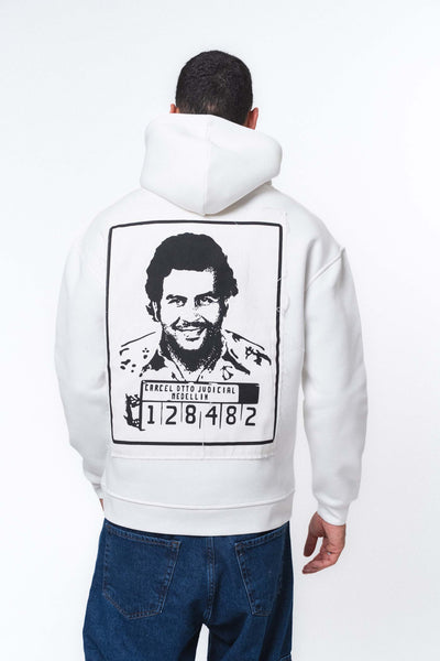 Pablo Escobar - Medellin Beyaz Oversize Hoodie
