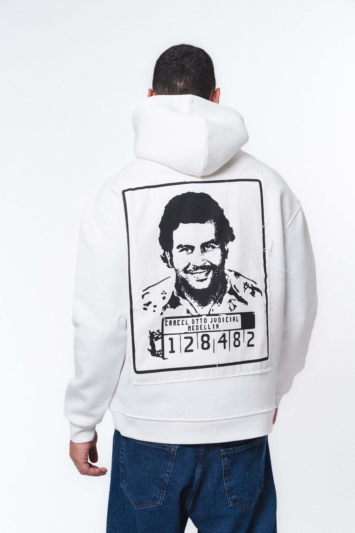 Pablo Escobar - Medellin Beyaz Oversize Hoodie