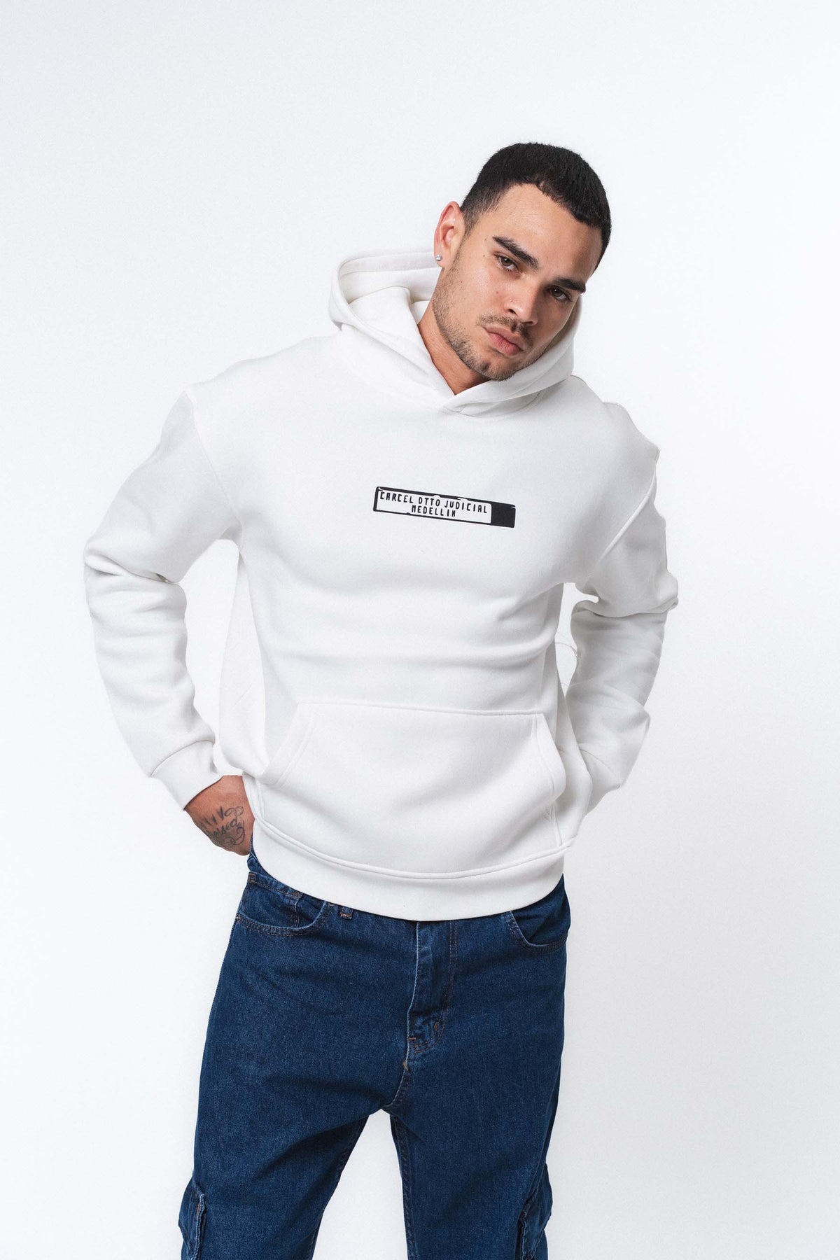 Pablo Escobar - Medellin Beyaz Oversize Hoodie