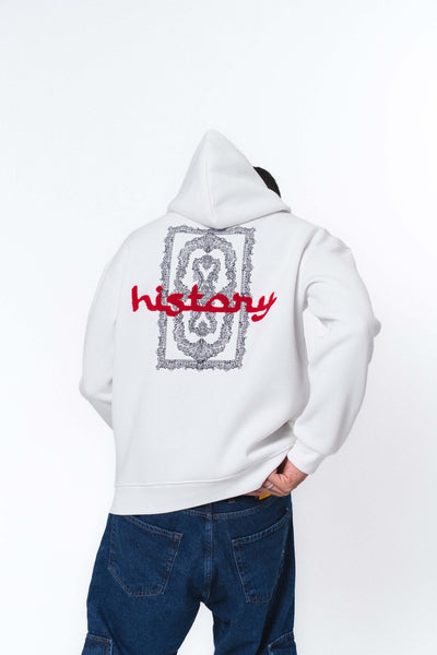 Etnik Tasarım History Future Carpet Beyaz Oversize Hoodie